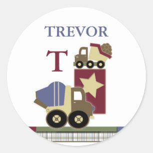 Adesivo Redondo Vinheta de Nome de Construção Personalizada