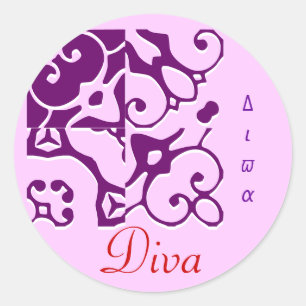 Adesivo Redondo Vinheta de nome do Diva Designer