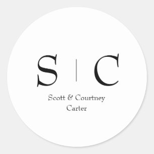 Adesivo Redondo Vinheta de nomes monogramas - Papel de carta de ca
