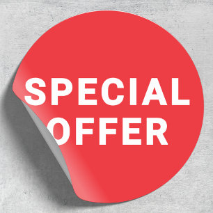 Adesivo Redondo Vinheta de oferta especial Promocional Vermelho