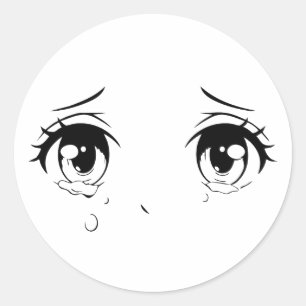 Adesivo Redondo Vinheta de Olhos de Animação de Choro - Design de