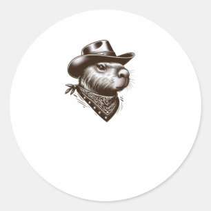 Adesivo Redondo Vinheta de Olhos Intensos Detalhada Denim Capybara