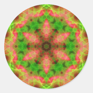 Adesivo Redondo Vinheta de Ondas Fluro Geométrica Psicodélica
