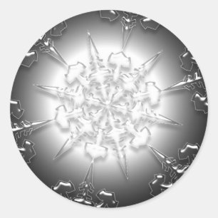 Adesivo Redondo Vinheta de Ornamento de Prata