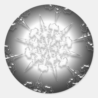 Adesivo Redondo Vinheta de Ornamento de Prata