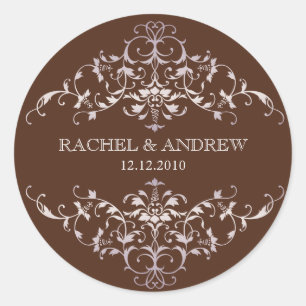 Adesivo Redondo Vinheta de Ornamentos Românticos