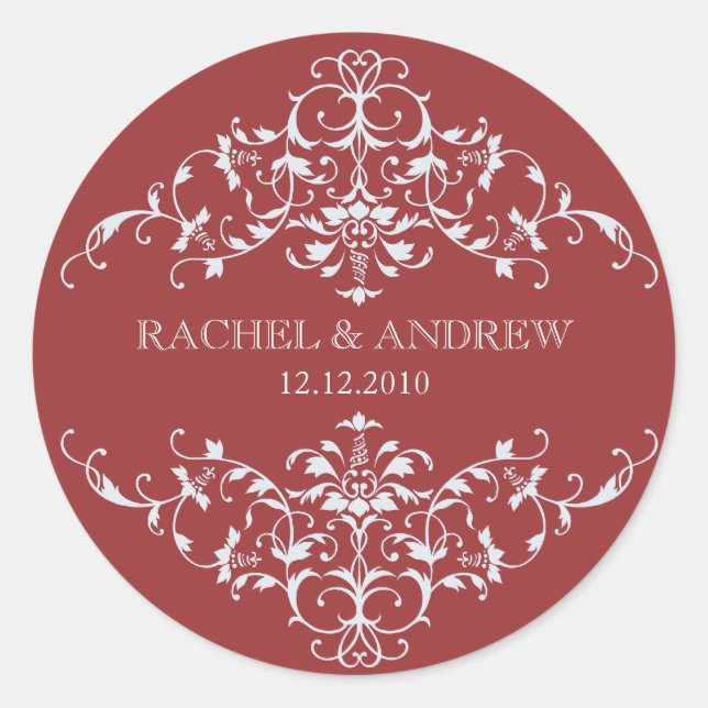 Adesivo Redondo Vinheta de Ornamentos Românticos (Frente)