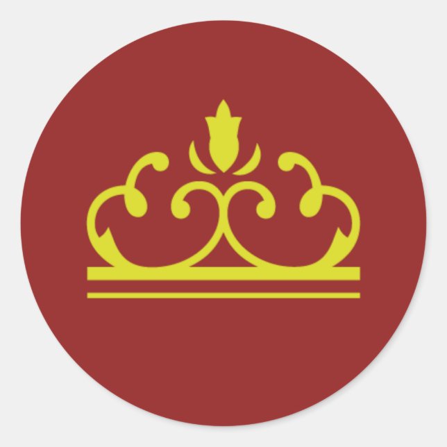 Adesivo Redondo Vinheta de ouro (vermelha) (Frente)