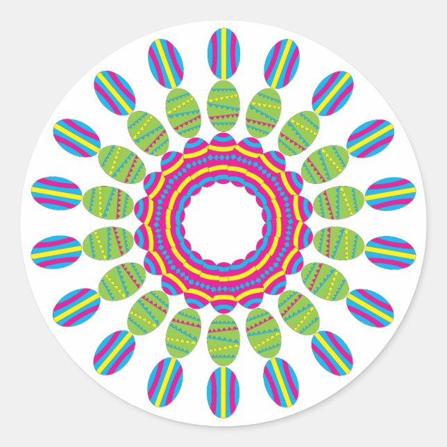 Adesivo Redondo Vinheta de Ovos de Páscoa (Frente)