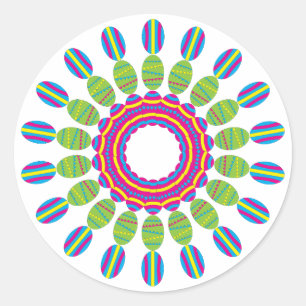 Adesivo Redondo Vinheta de Ovos de Páscoa