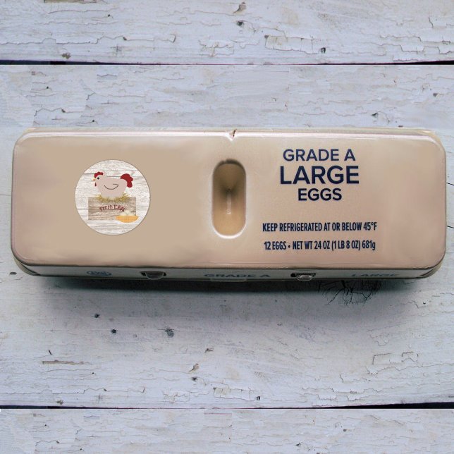 Adesivo Redondo Vinheta de ovos frescos (Criador carregado)