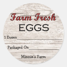 Adesivo Redondo Vinheta de ovos frescos com Fazenda personalizada