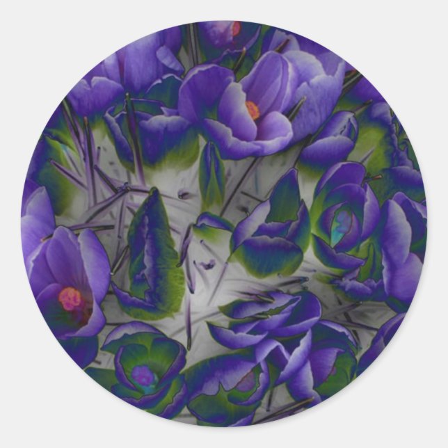 Adesivo Redondo Vinheta de Papel de Carta Crocus (Frente)