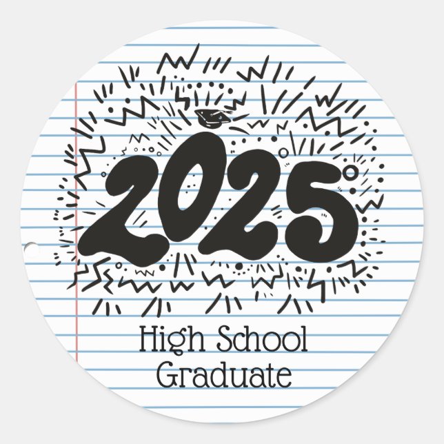 Adesivo Redondo Vinheta de papel folha de papel solta do Formando  (Frente)