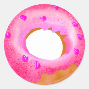 Adesivo Redondo Vinheta de parede de Rosquinha rosa Bonito
