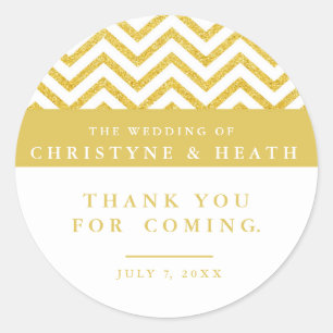 Adesivo Redondo Vinheta de Partido Elegante Branco e Dourado Moder