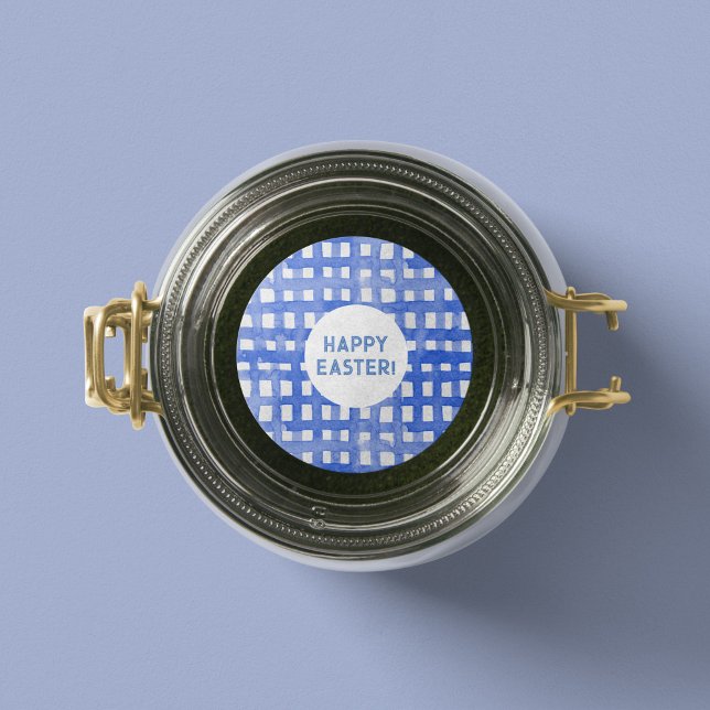 Adesivo Redondo Vinheta de Páscoa com padrão de xadrez (Criador carregado)