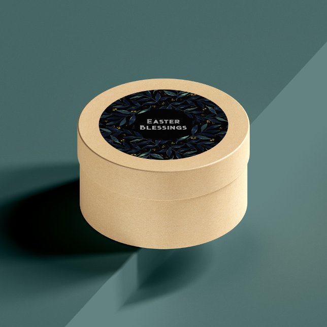 Adesivo Redondo Vinheta de Páscoa das ramificações de aquarela Ele (Criador carregado)