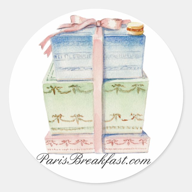 Adesivo Redondo Vinheta de pastelaria de Paris (Frente)