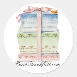 Adesivo Redondo Vinheta de pastelaria de Paris