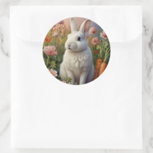 Adesivo Redondo Vinheta de patch de coelho e papagaio