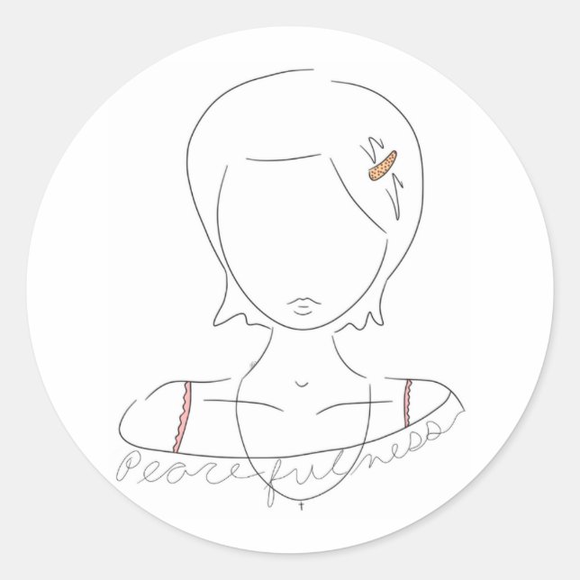Adesivo Redondo Vinheta de "paz", desenhada à mão (Frente)