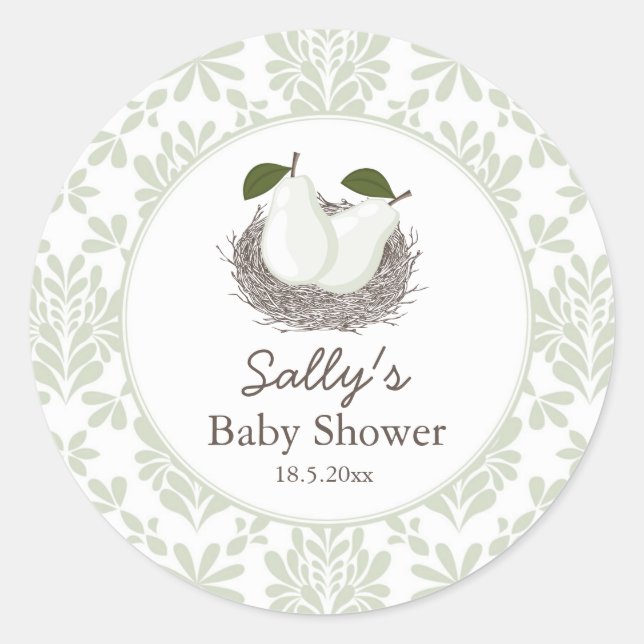 Adesivo Redondo Vinheta de Pear Gêmeo (Frente)