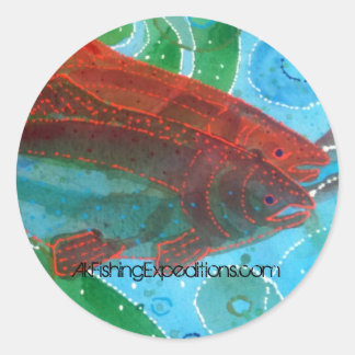 Adesivo Redondo Vinheta de peixe do Alasca