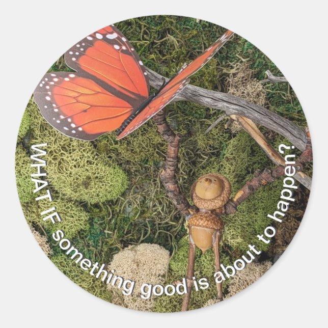 Adesivo Redondo Vinheta de Pensamento Positivo (Frente)