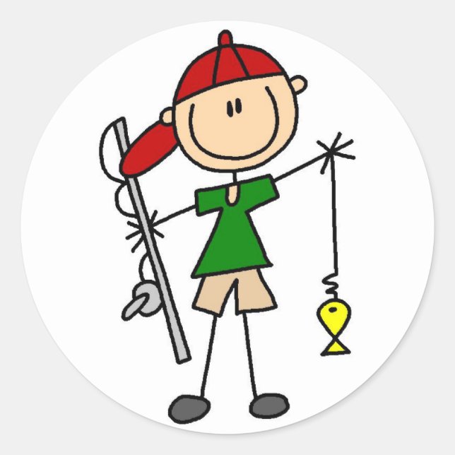 Adesivo Redondo Vinheta de pesca (Frente)