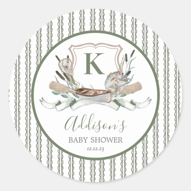 Adesivo Redondo Vinheta de pesca, vinheta de aniversário de peixe  (Frente)