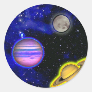 Adesivo Redondo Vinheta de pintura espacial