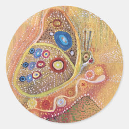 Adesivo Redondo Vinheta de pintura por borboleta