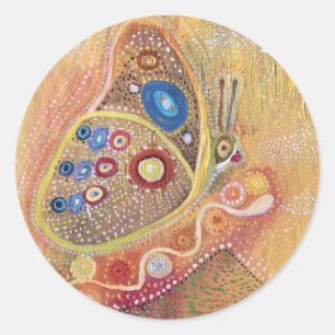 Adesivo Redondo Vinheta de pintura por borboleta