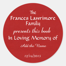 Adesivo Redondo Vinheta de Placa de Livro