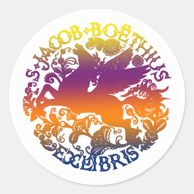 Adesivo Redondo Vinheta de Placa de Reserva de Cavalo Dobrado (Frente)