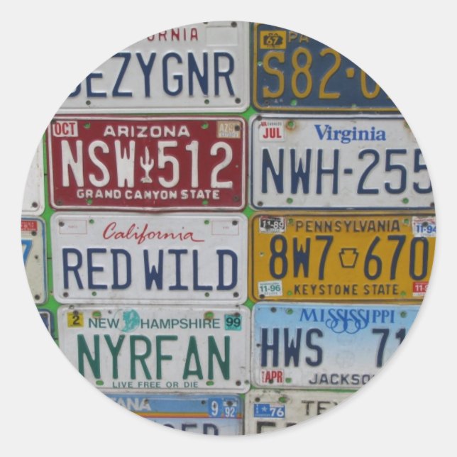 Adesivo Redondo Vinheta de placas para automóveis (Frente)