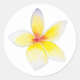 Adesivo Redondo Vinheta de Plumeria Amarela