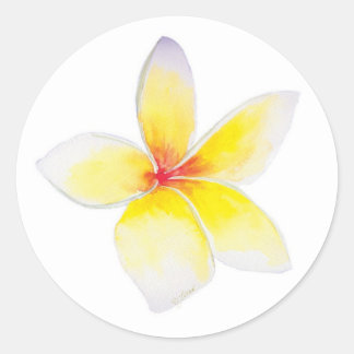 Adesivo Redondo Vinheta de Plumeria Amarela