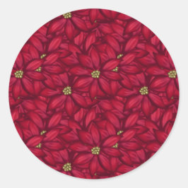 Adesivo Redondo Vinheta de Poinsettia Natal com Dourado
