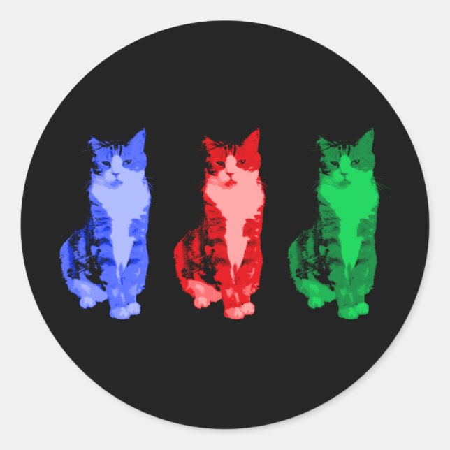 Adesivo Redondo Vinheta de Pop de Gato Engraçado (Frente)