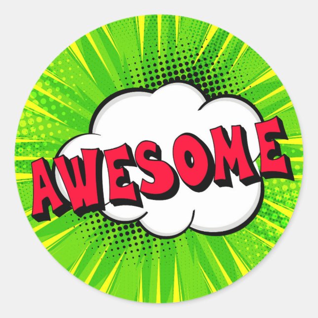 Adesivo Redondo Vinheta de Pop do Livro de BD Incrível (Frente)