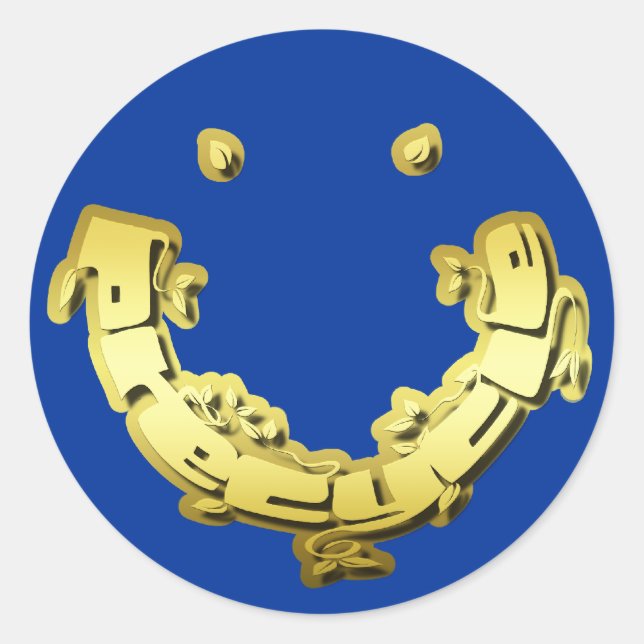 Adesivo Redondo Vinheta de Precisão com Leaf Dourada (Frente)