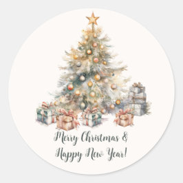 Adesivo Redondo Vinheta de presentes e envelopes de Natal