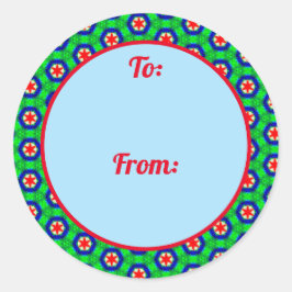 Adesivo Redondo Vinheta de presentes nas bordas das estrelas de Na