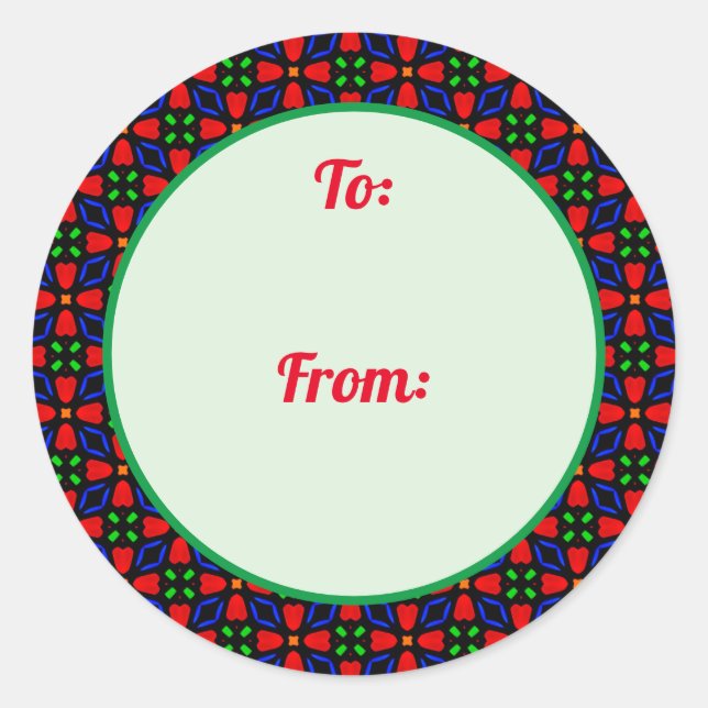 Adesivo Redondo Vinheta de presentes redondos de Natal (Frente)