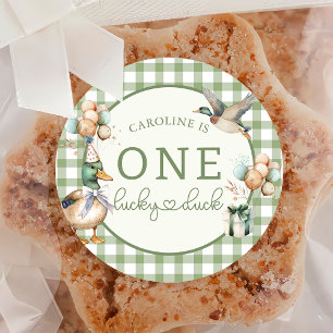 Adesivo Redondo Vinheta de primeiro aniversario de Balão de Um Pat