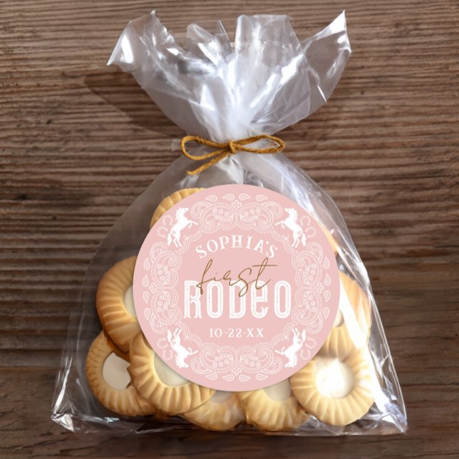 Adesivo Redondo Vinheta de primeiro aniversario Rodeo - Pa Ocident (Favor Sticker)