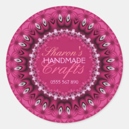 Adesivo Redondo Vinheta de produtos para Artesanatos de Lacy Rosa