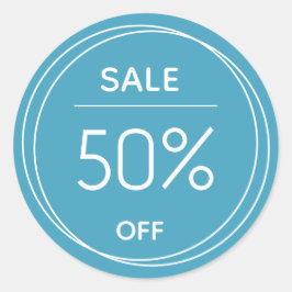 Adesivo Redondo Vinheta de promoção de loja azul básica